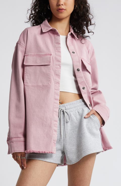 Frayed Oversize Twill Workwear Shirt