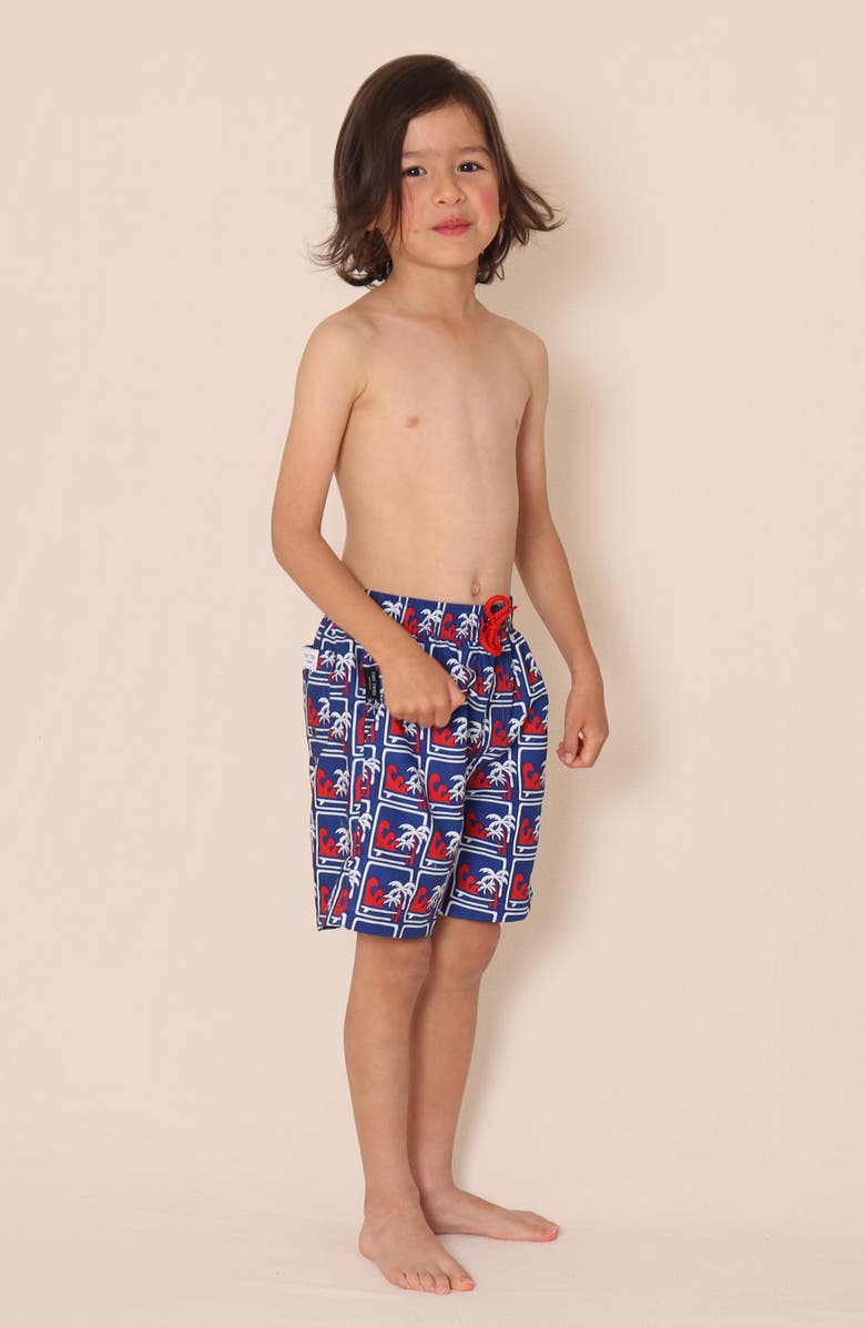 TINY TRIBE Kids' Tropical Waves Swim Trunks, Alternate, color, Blue