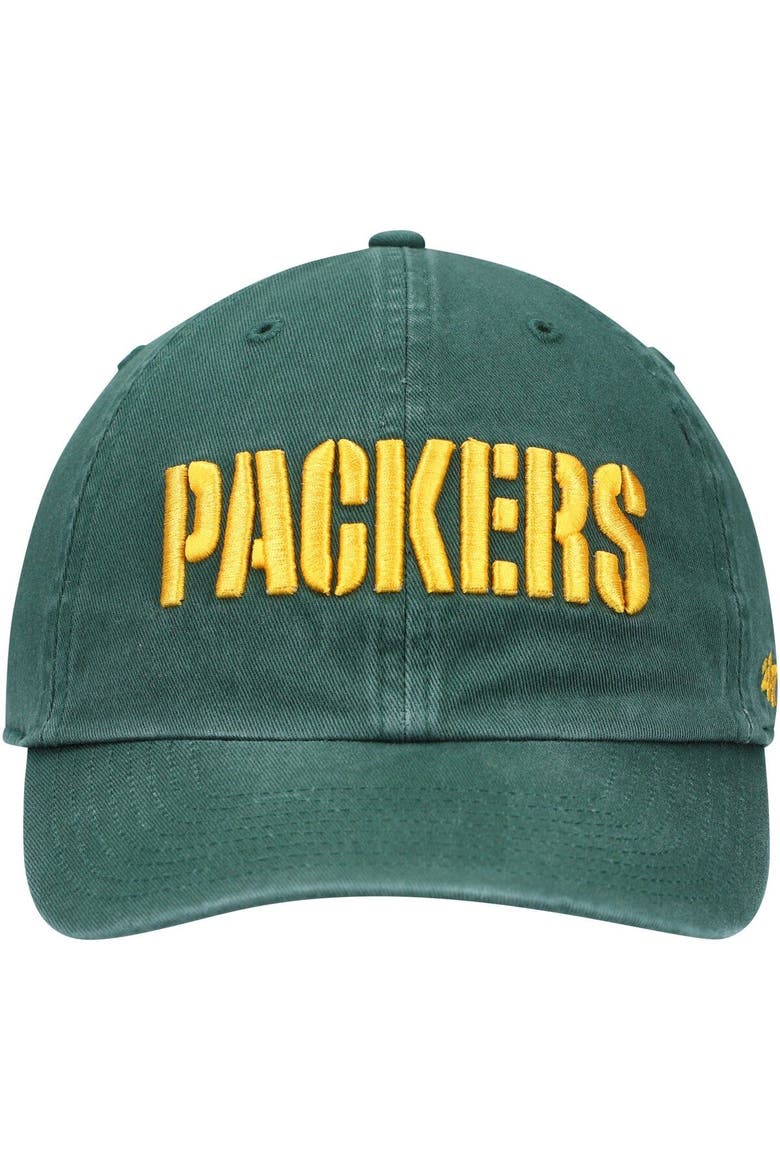 Men's '47 Green Green Bay Packers Clean Up Script Adjustable Hat, Alternate, color, Green
