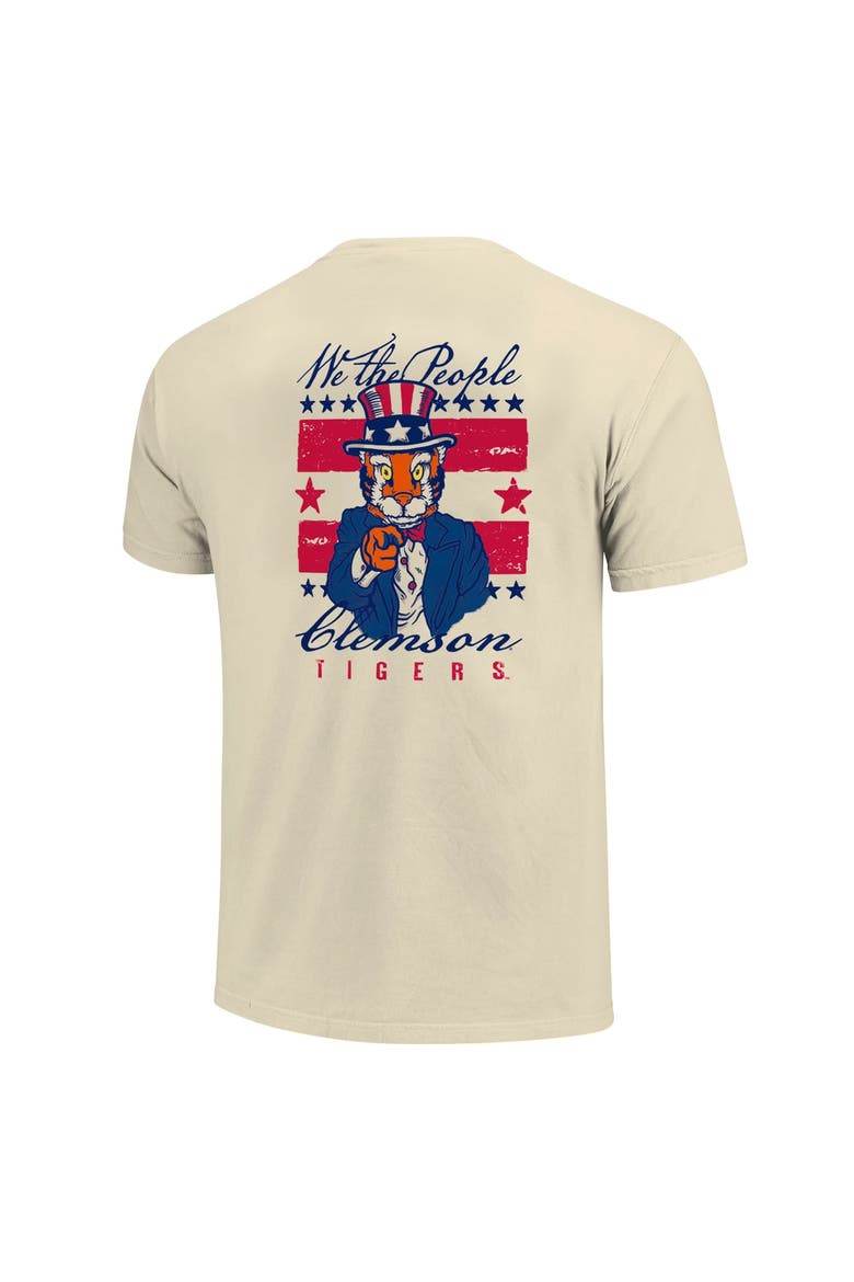 Men's  Cream Clemson Tigers Uncle Sam Mascot T-Shirt, Alternate, color, Cream