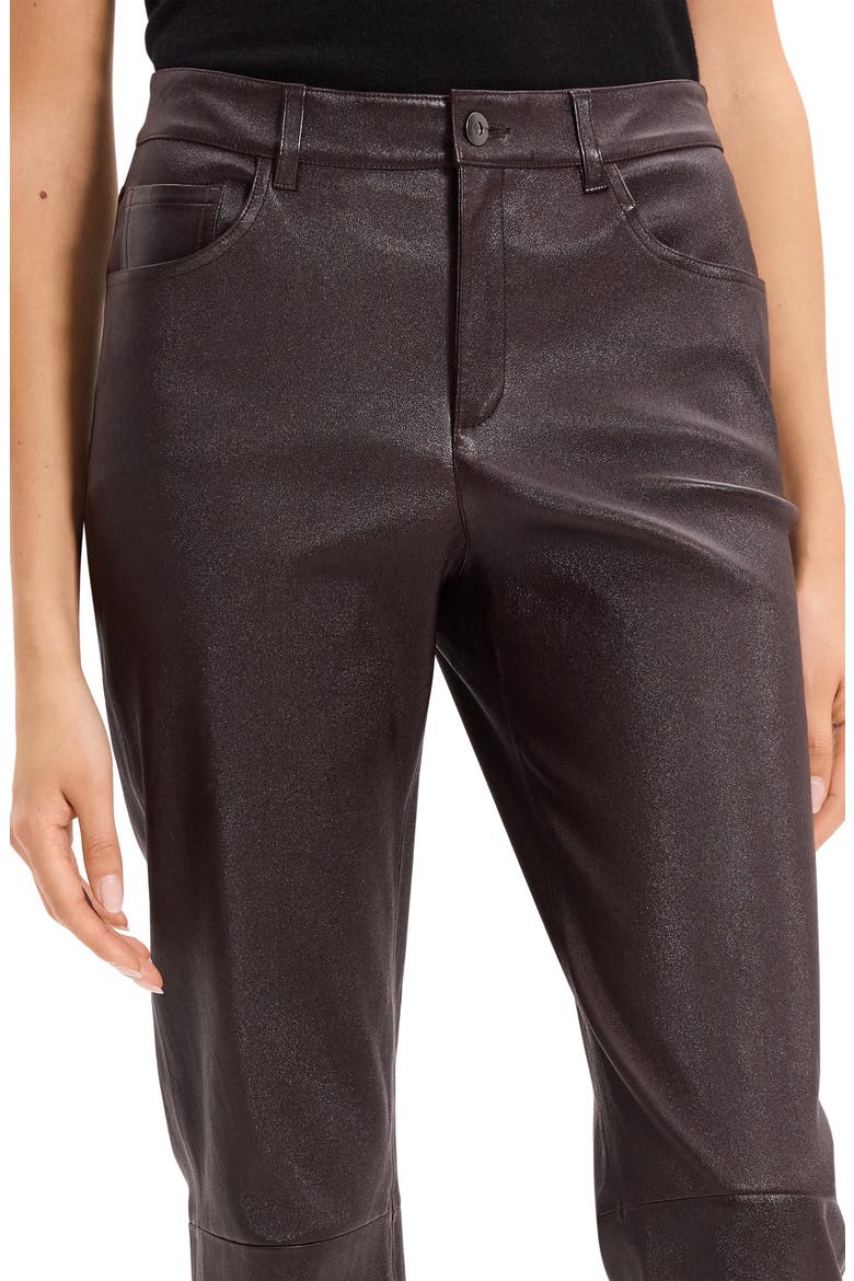 Glossed Leather Straight Leg Pants, Alternate, color, PLUM BROWN