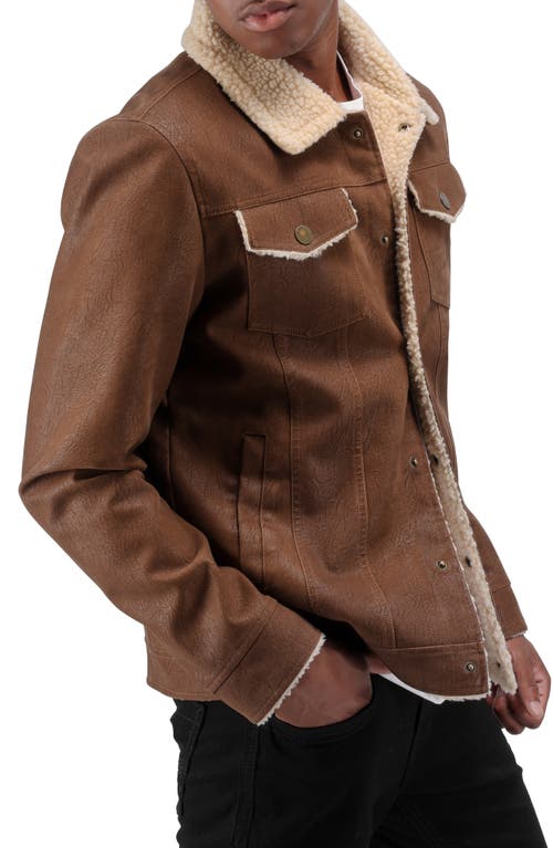 X-ray Xray Faux Shearling Lined Trucker Jacket In Brown