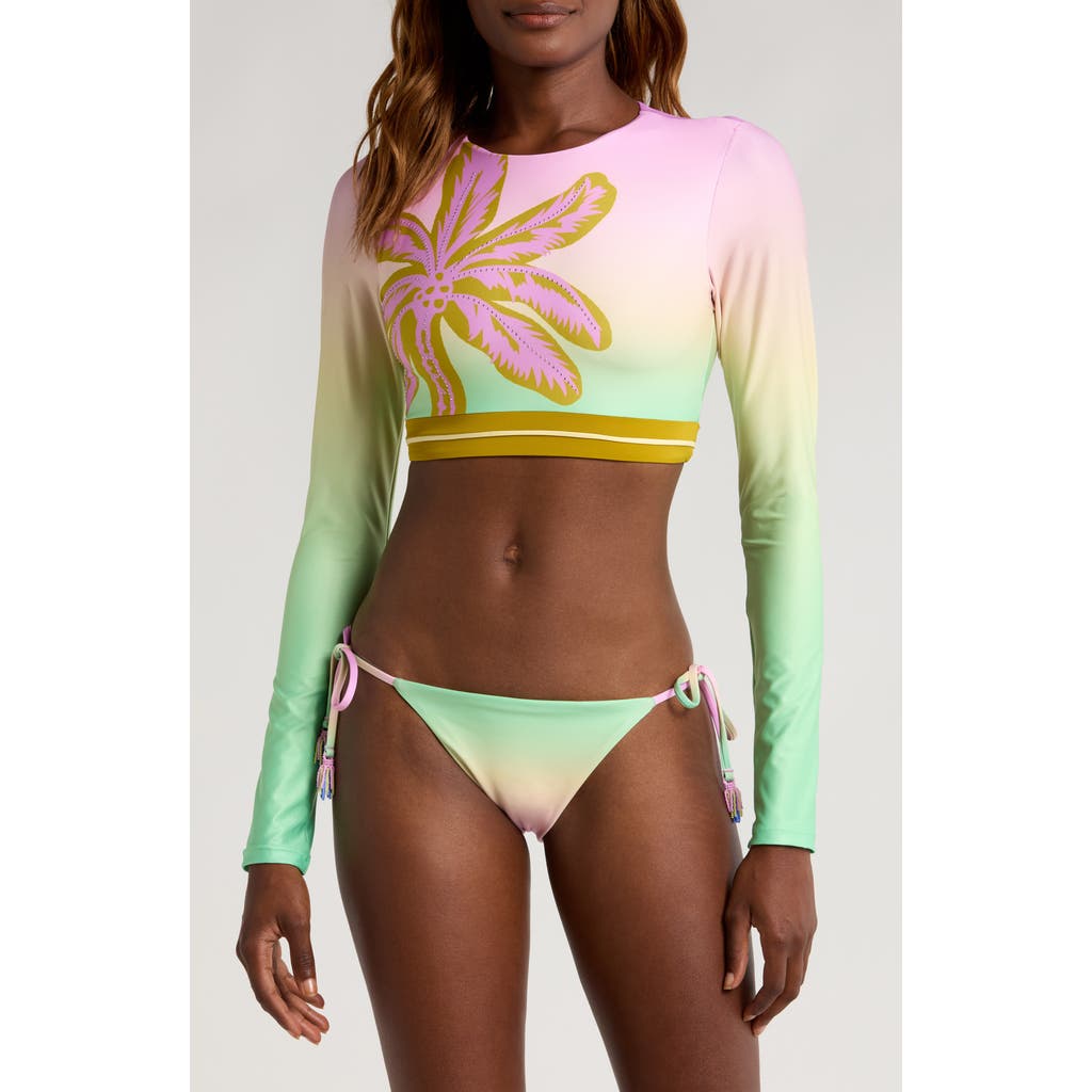 Maaji Candy Palms Spectacular Long Sleeve Crop Rashguard In Green
