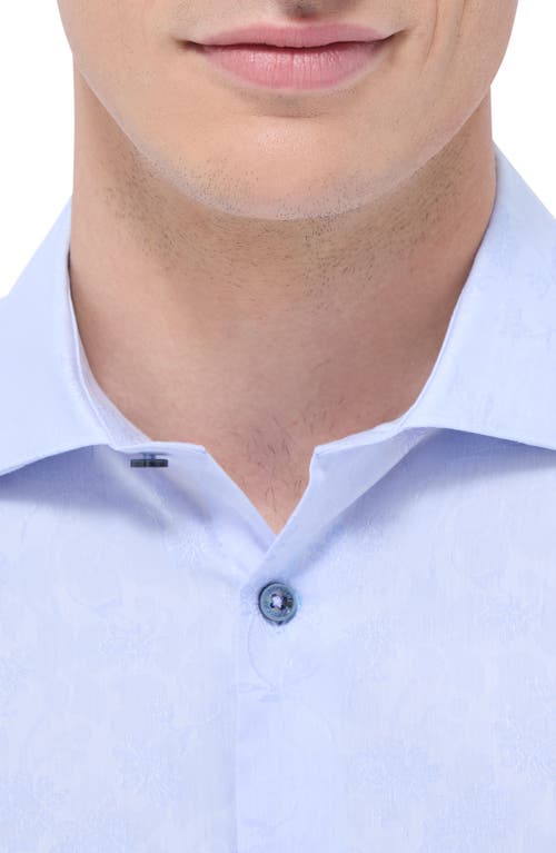 Bugatchi Axel Floral Jacquard Shaped Fit Button-up Shirt In Sky