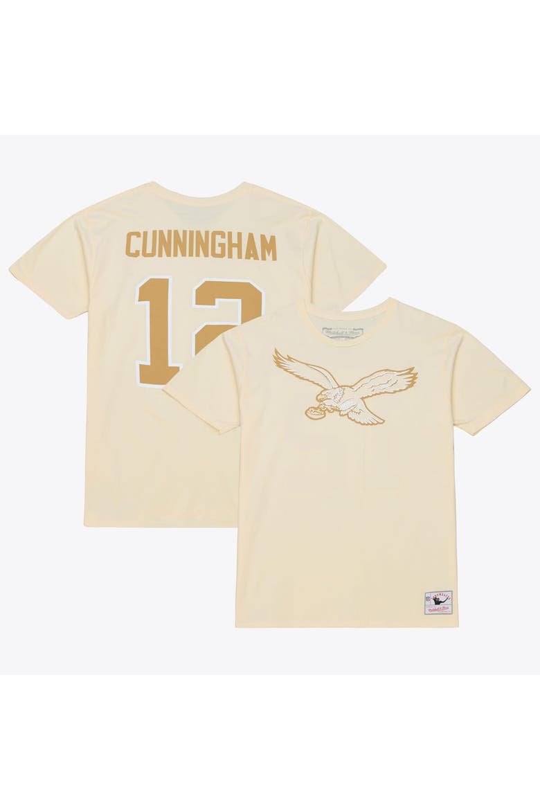Men's Mitchell & Ness Randall Cunningham Cream Philadelphia Eagles Sandman Name & Number T-Shirt, Main, color, Cream