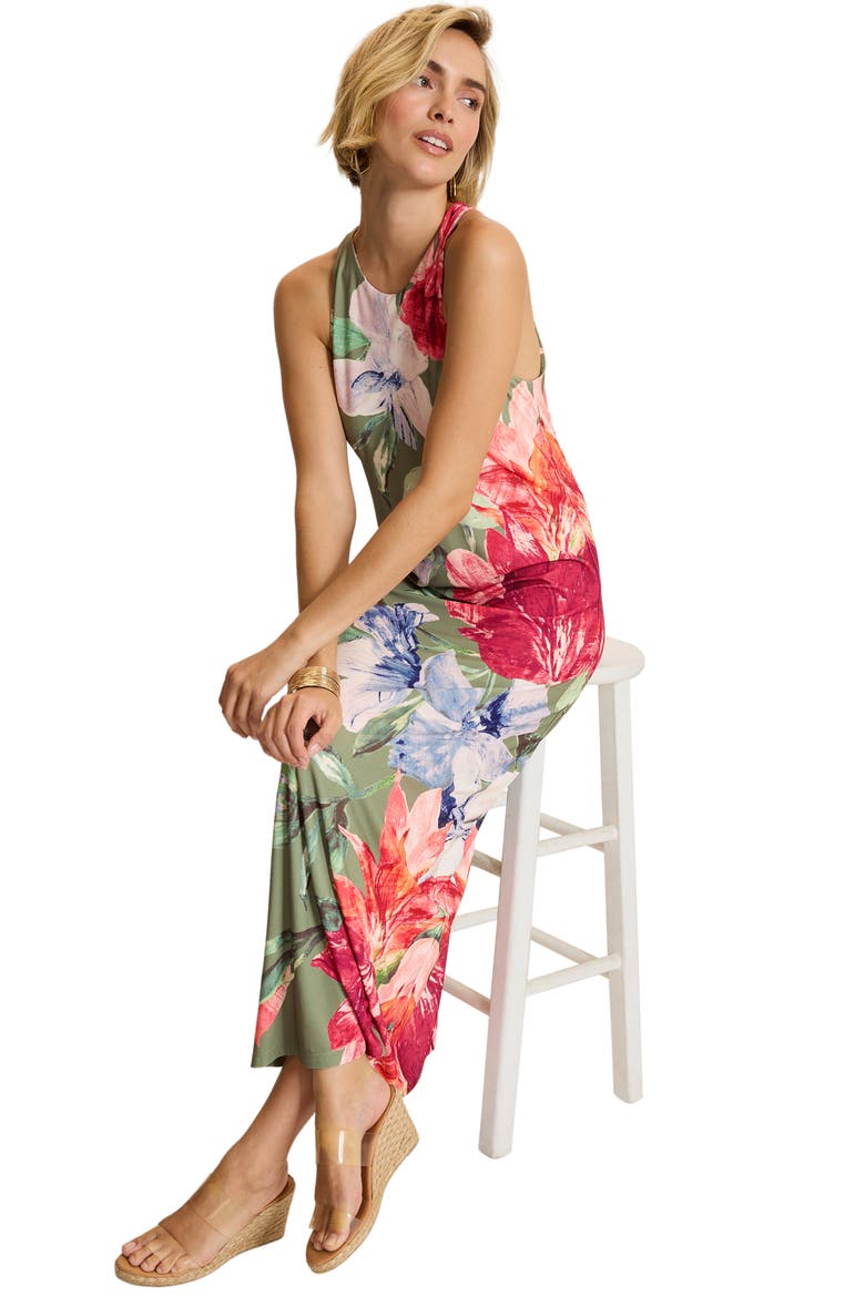 Jasmina Island Bloom Sleeveless Maxi Dress, Alternate, color, DUSTY SAGE