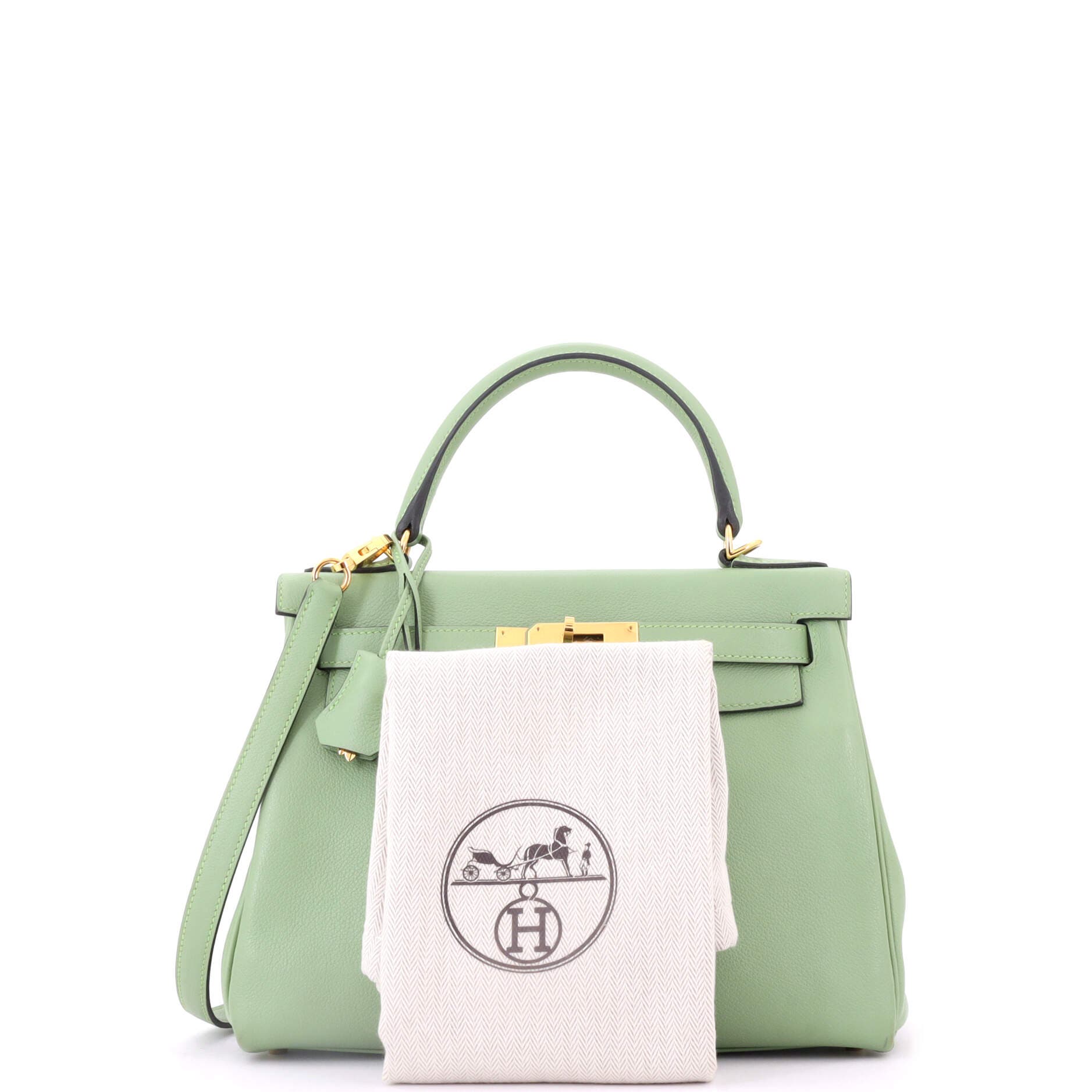 Pre-Owned Hermes Kelly Handbag Green Evercolor with Gold Hardware 28, Alternate, color, Vert Criquet