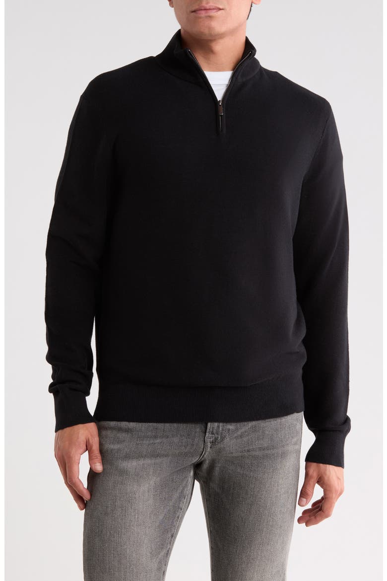 Quarter Zip Pullover, Main, color, BLACK