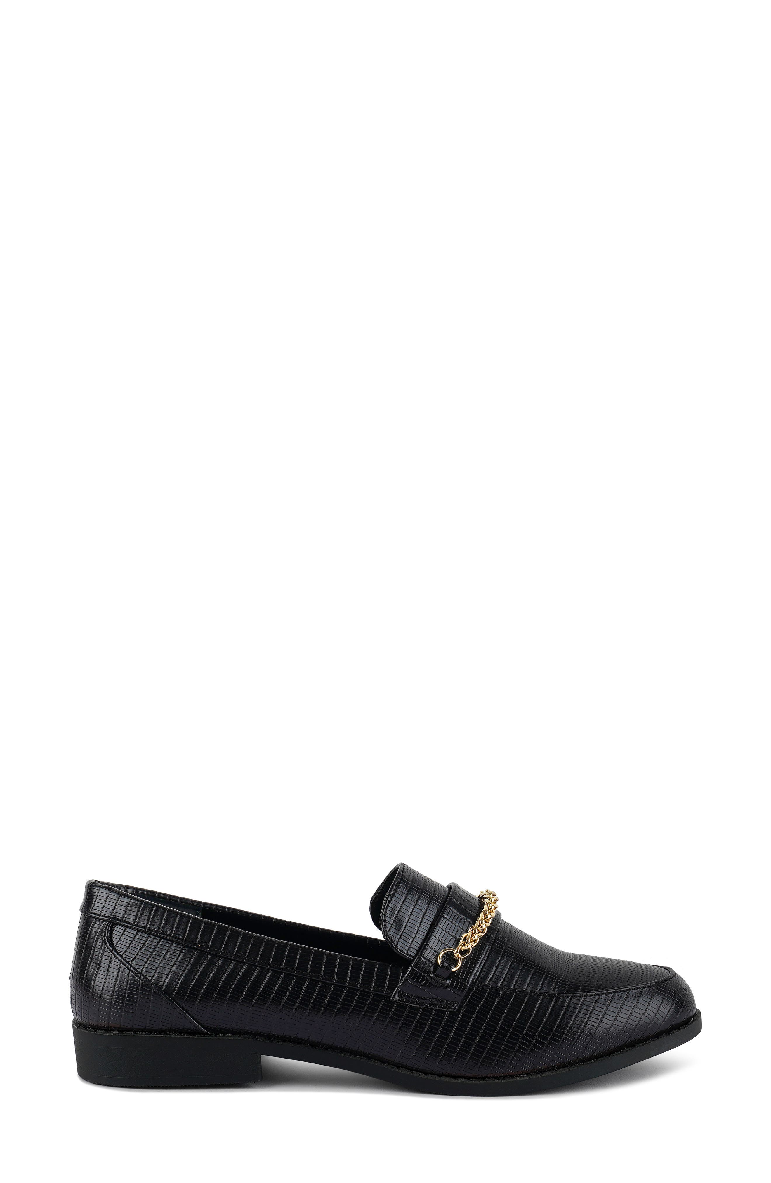 LONDON RAG Vouse Croc Embossed Bit Loafer, Alternate, color, Black