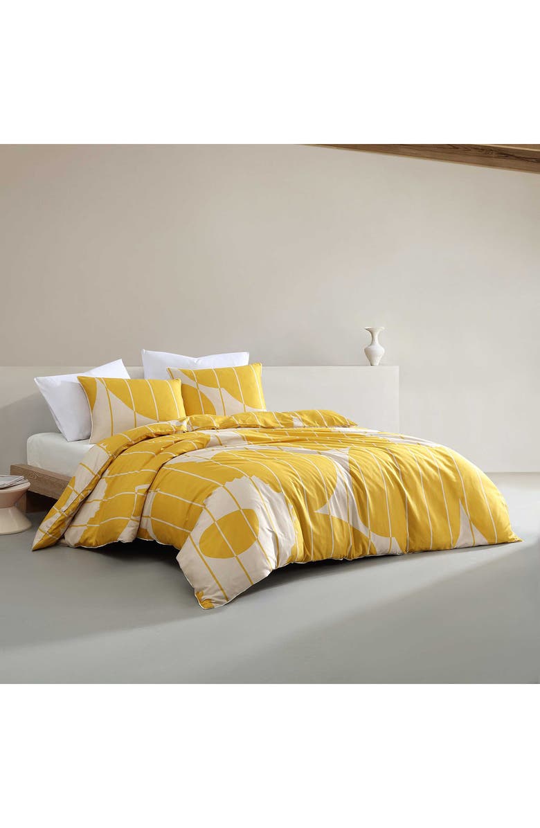 Marimekko Vesi Unikko Organic Cotton Duvet Cover & Sham Set, Alternate, color, Open Medium Yellow