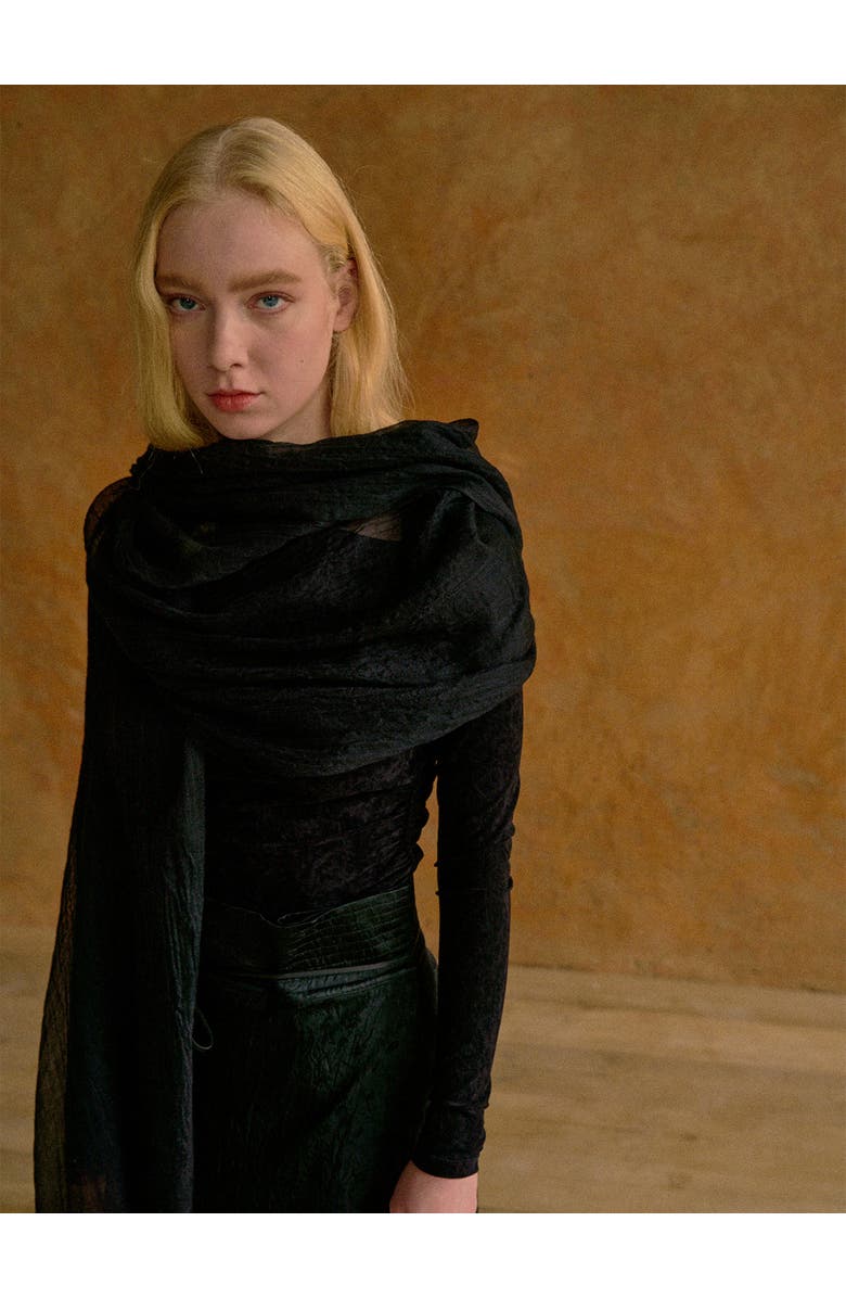 Lost Pattern "Featherlight" Oversized Cashmere Scarf, Alternate, color, Black