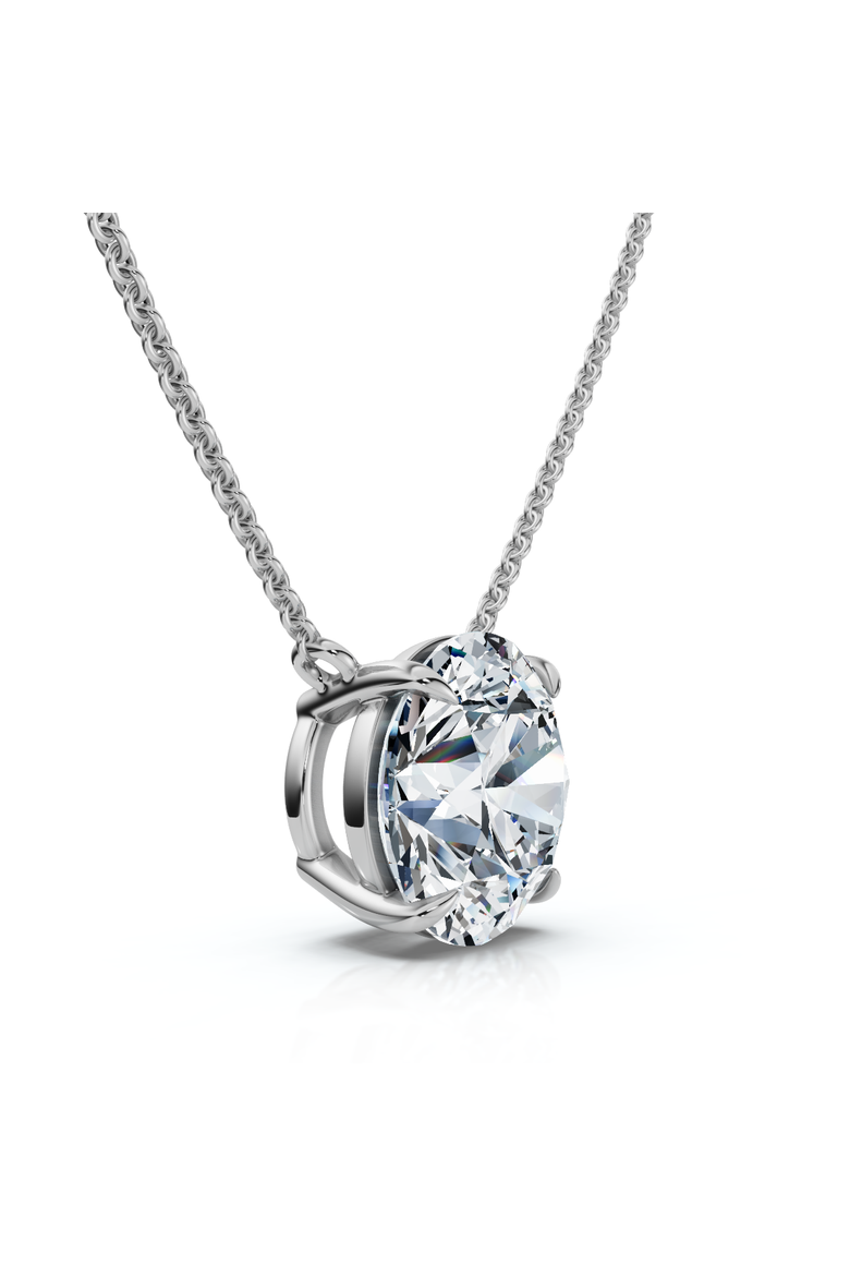 1 1/2Ct Round Cut Solitaire Diamond Pendant 14k Gold Women's 18" Chain Lab Grown, Alternate, color, White Gold