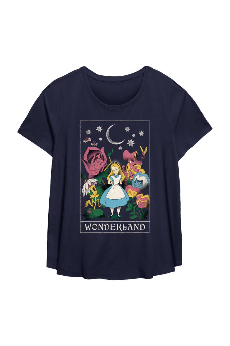 Women's Alice in Wonderland Trippy Tarot Card  Graphic T-Shirt, Main, color, Navy Blue