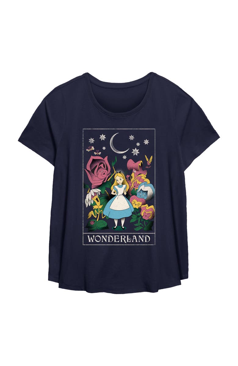 Alice in Wonderland Women's Alice in Wonderland Trippy Tarot Card Graphic T-Shirt, Main, color, Navy Blue