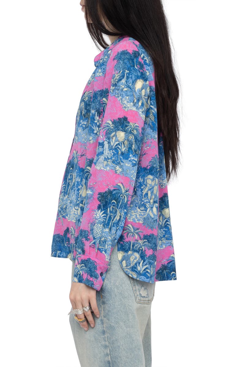 Zadig & Voltaire Tink Wild Jungle Print Crepe Popover Top, Alternate, color, Lady