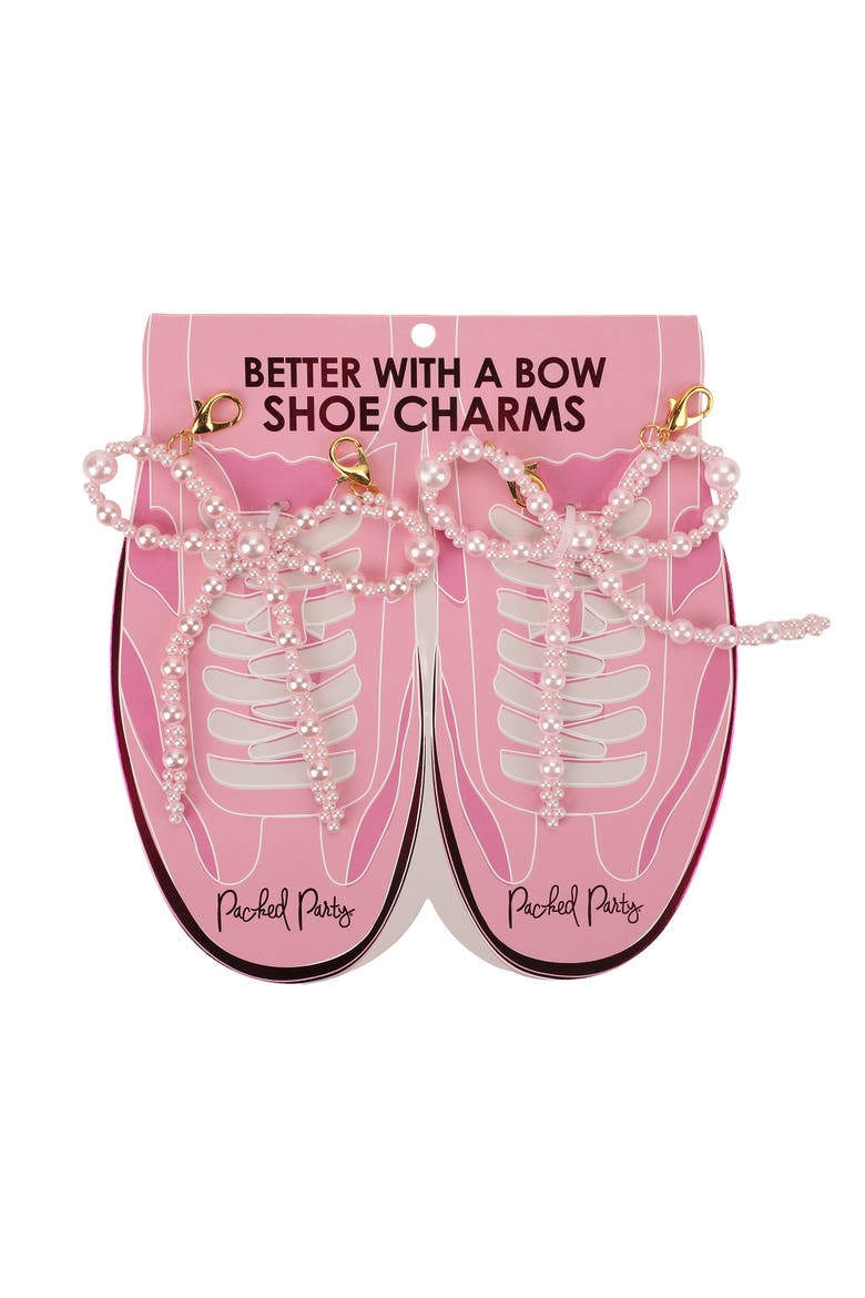 Pink Pearl Bow Shoe Charms - Multi-Sized Faux Pearl Bow Charms with Lobster Clips for Sneakers, 2.75x3.3 Inch, Alternate, color, Multicolor