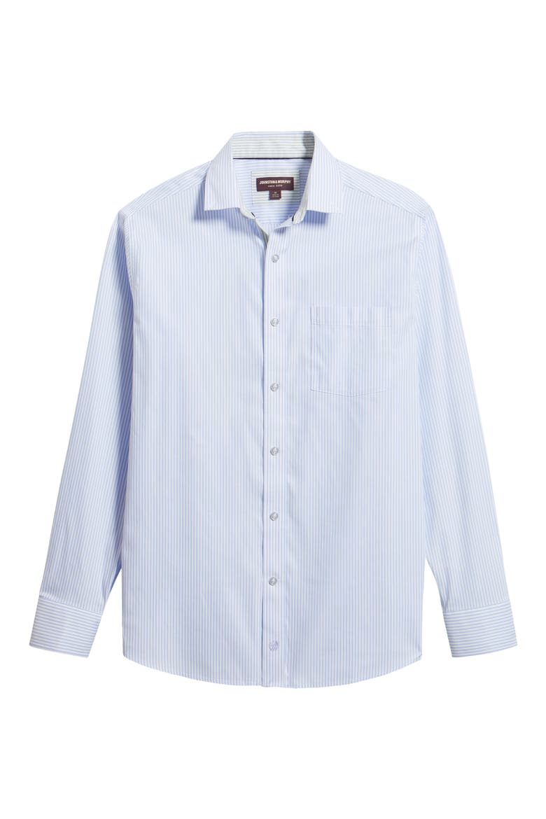 Ovation Stripe Non-Iron Stretch Cotton Button-Up Shirt, Alternate, color, BLUE STRIPED OXFORD