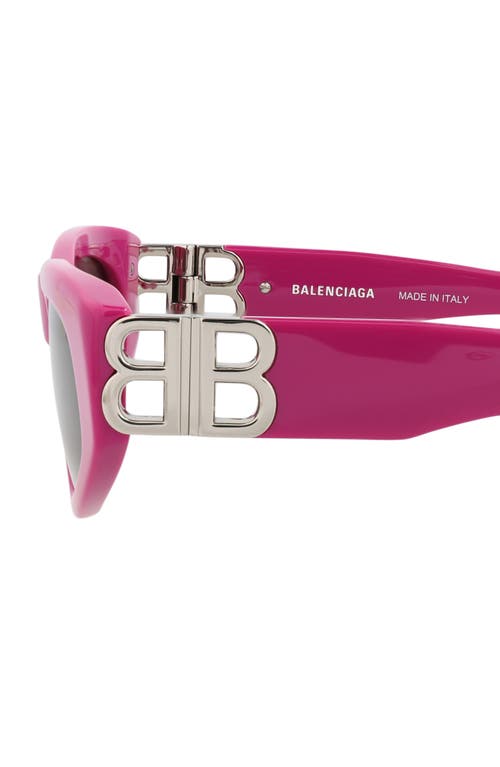 Balenciaga 53mm Rectangle Sunglasses In Fuchsia Silver Grey