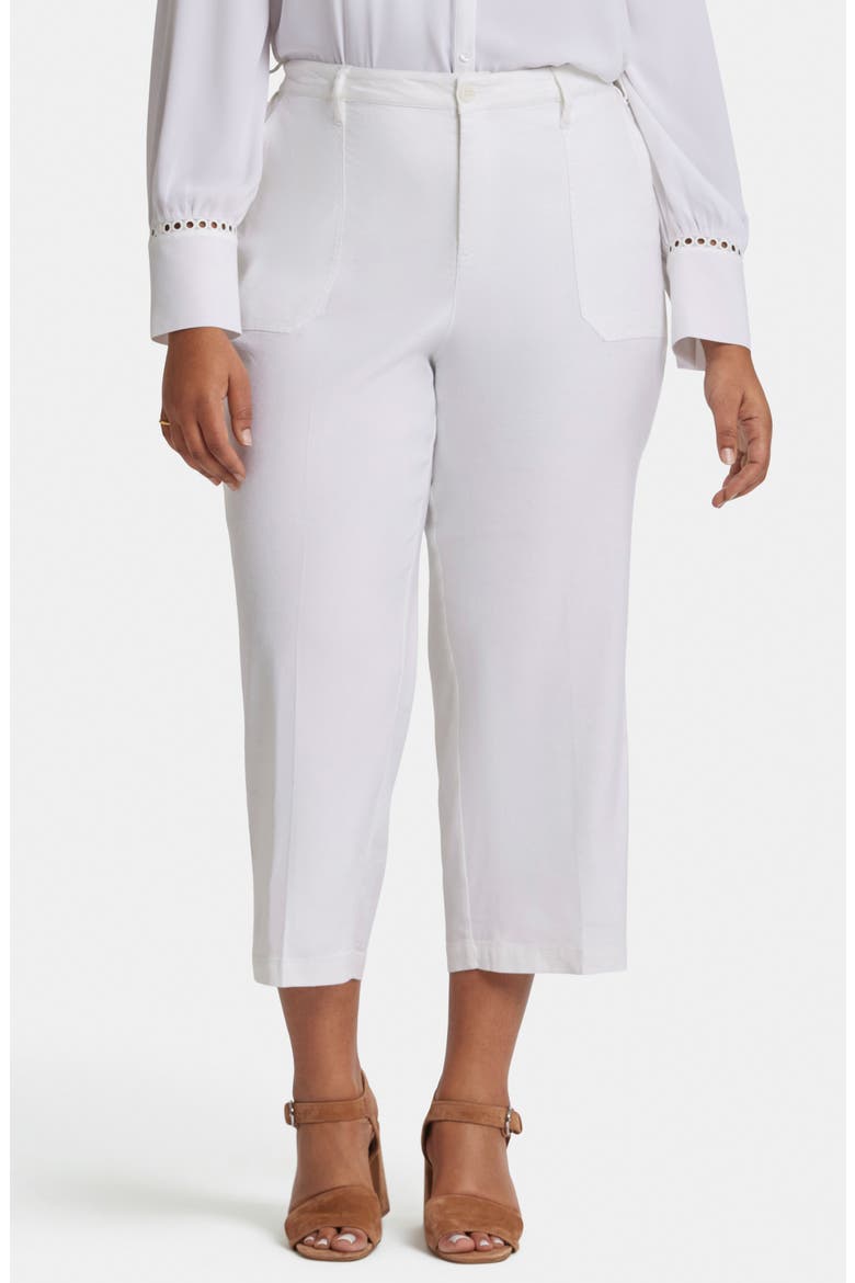 Utility Wide Leg Capri Linen Blend Pants, Main, color, OPTIC WHITE