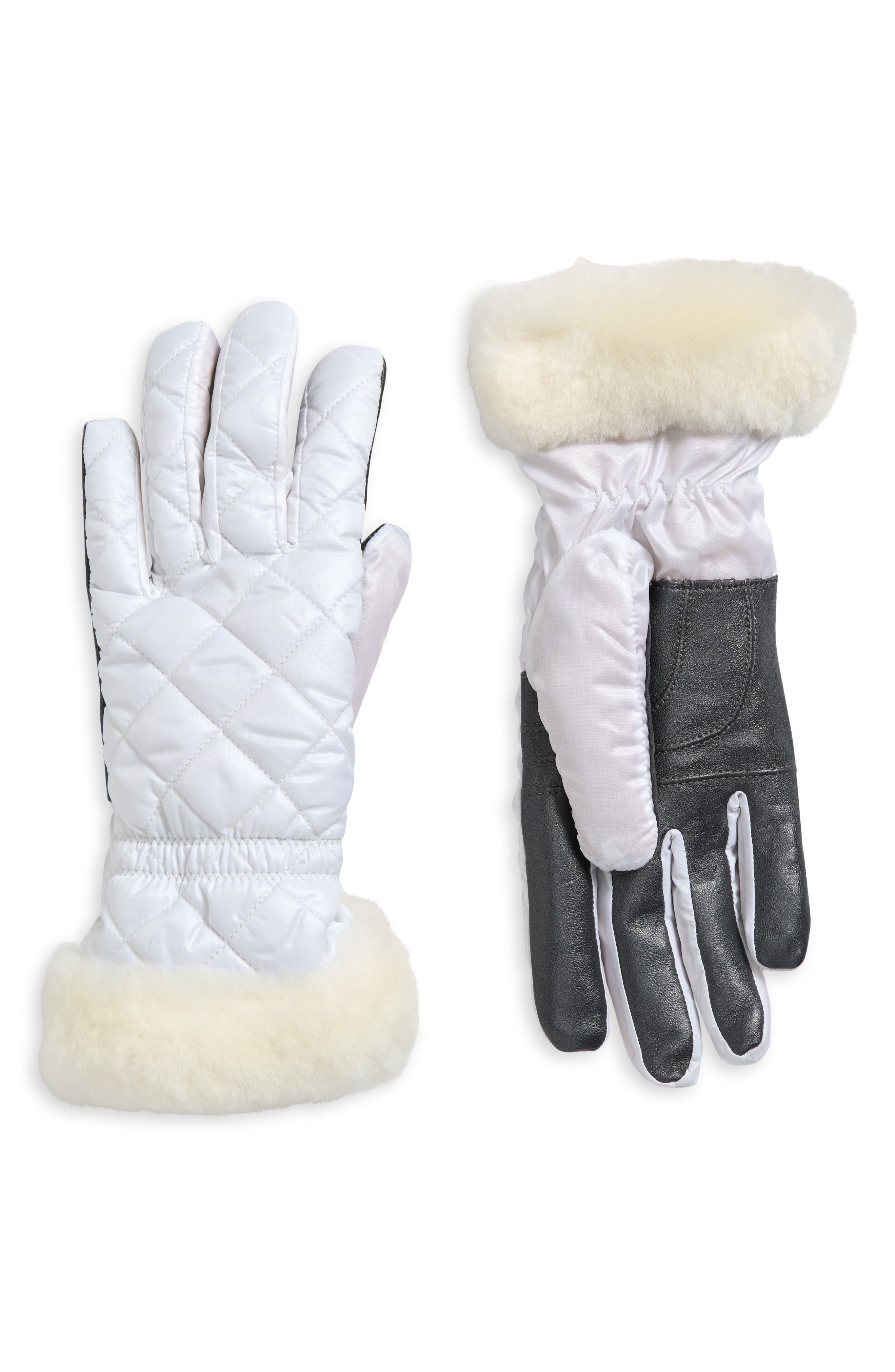 UGG® All Weather Genuine Shearling Trim Quilted Gloves