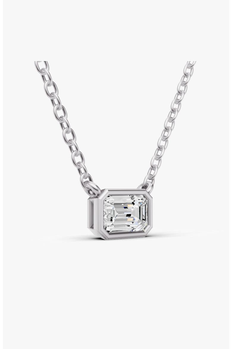 14K Gold 0.25 ct Lab-Grown Emerald Cut Bezel Pendant, Alternate, color, White Gold