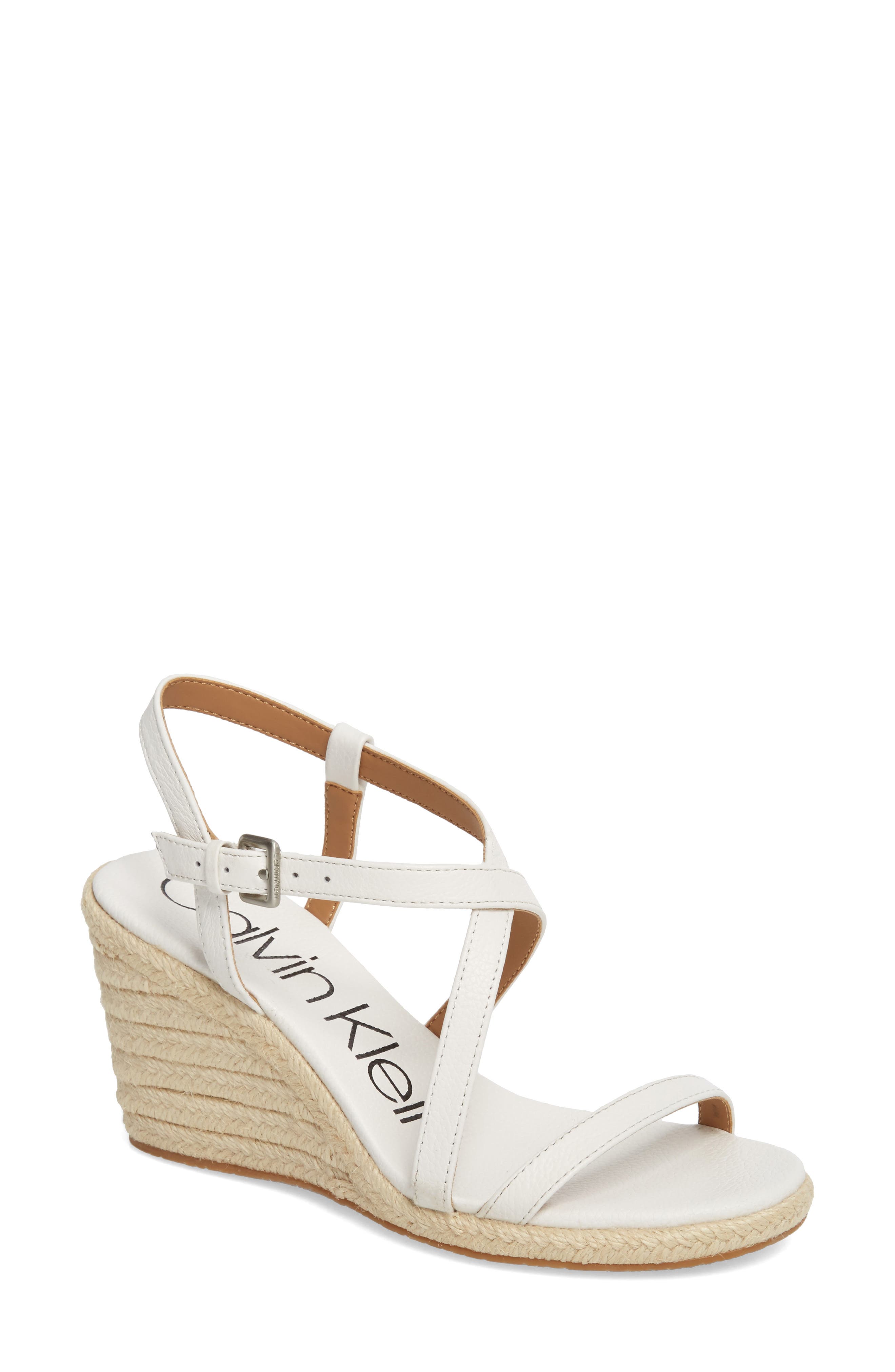 Bellemine Espadrille Wedge Sandal, Main, color, PLATINUM WHITE PEBBLE LEATHER