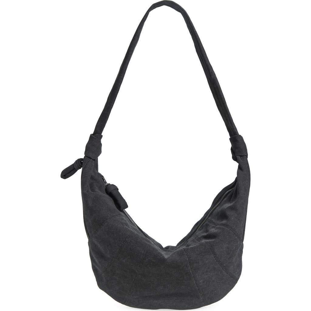 Lemaire X-large Croissant Canvas Shoulder Bag In Ash Black