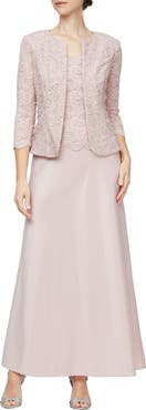 Alex Evenings Embroidered Lace Mock Two-Piece Gown with Jacket