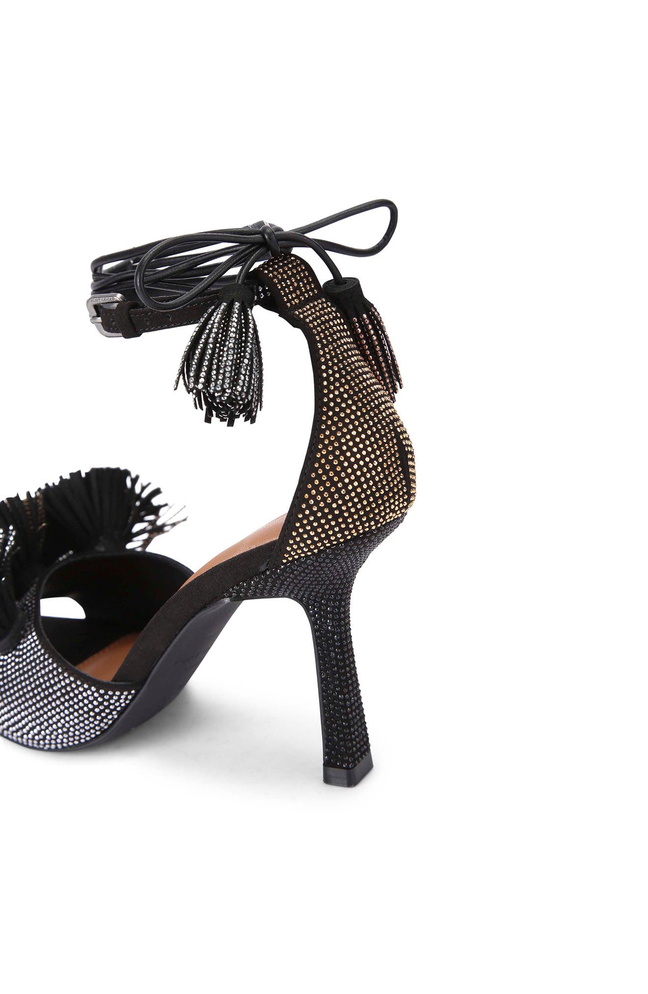 Kurt Geiger London Pompom Ankle Strap Sandal, Alternate, color, Charcoal