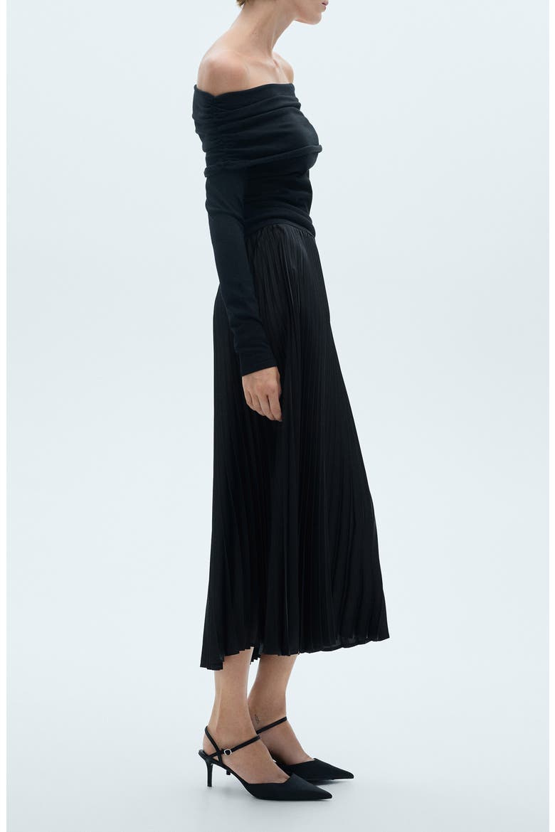 Pleated Maxi Skirt, Alternate, color, BLACK
