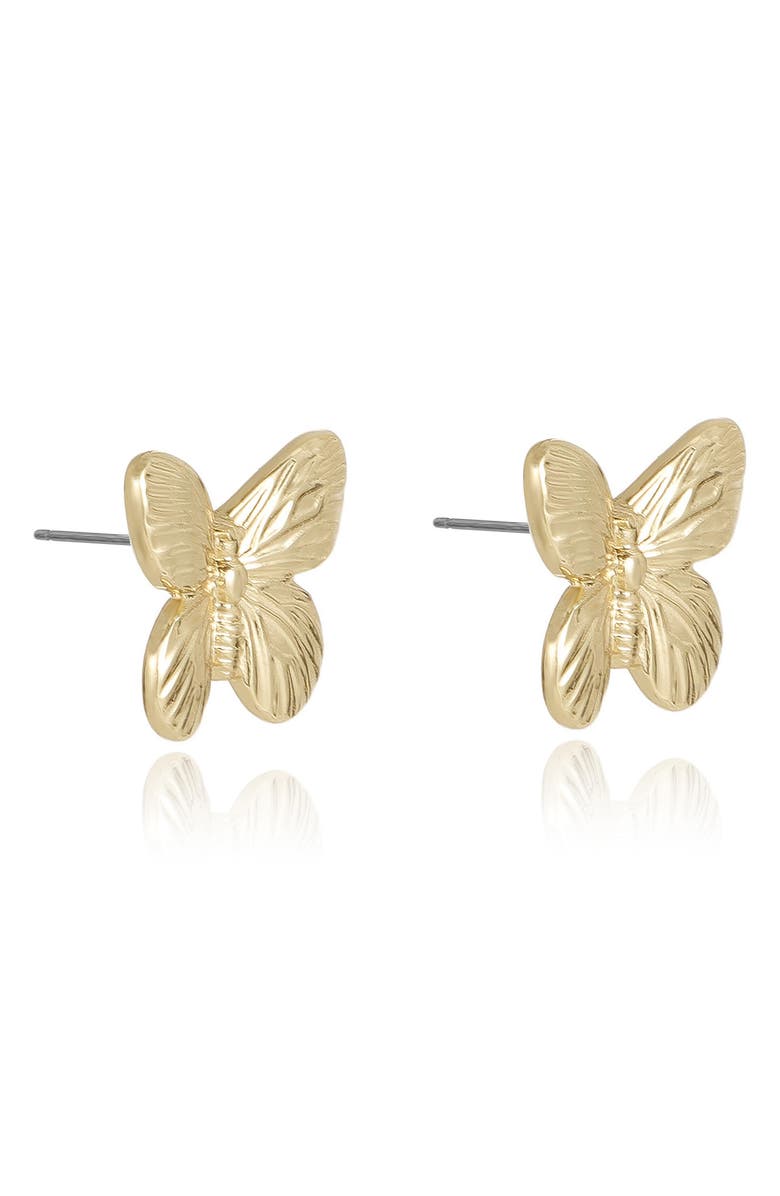 Ettika Butterfly Stud Earrings, Alternate, color, Gold