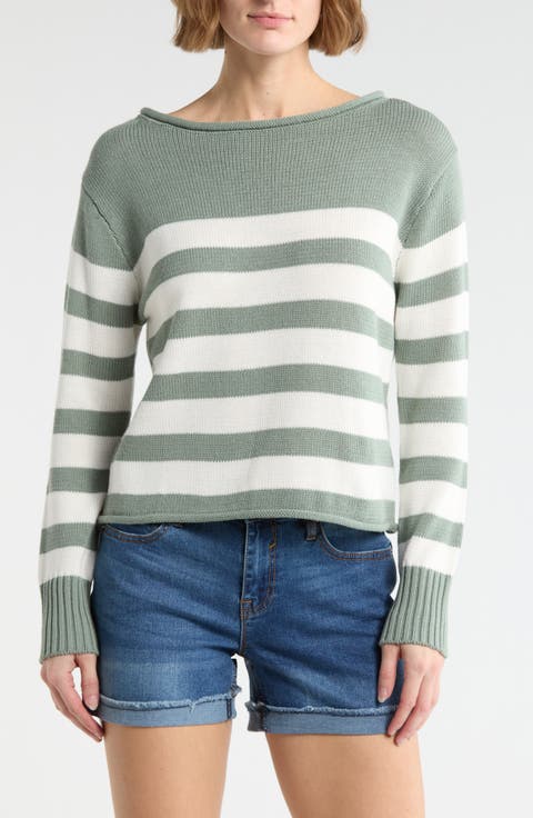 Stripe Boat Neck Sweater