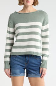 Vigoss Stripe Boat Neck Sweater
