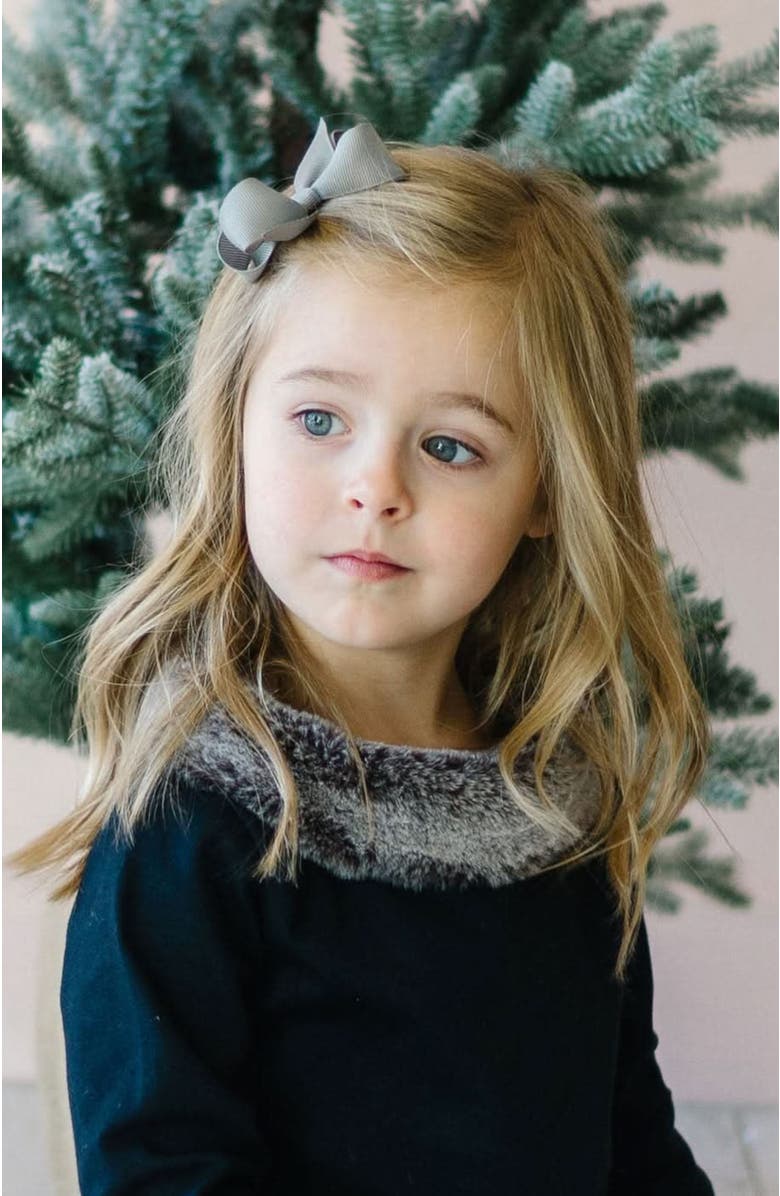 Hope & Henry Girls' Long Sleeve Ponte Dress with Faux Fur, Kids, Alternate, color, 