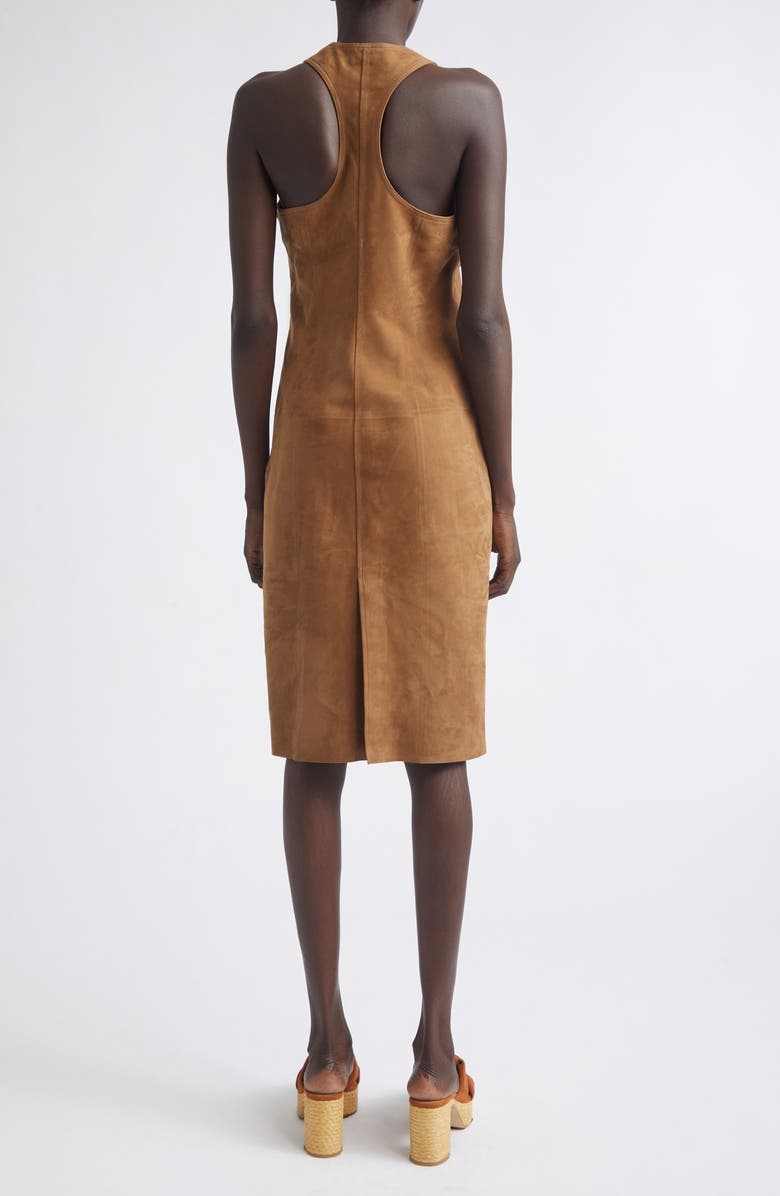 FERRAGAMO Racerback Nubuck Dress, Alternate, color, Clay Chiaro Noce