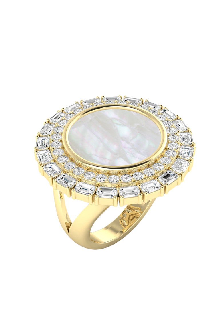 Mother of Pearl Split Shank Lab Diamond Ring in 14K, Main, color, Yellow Gold
