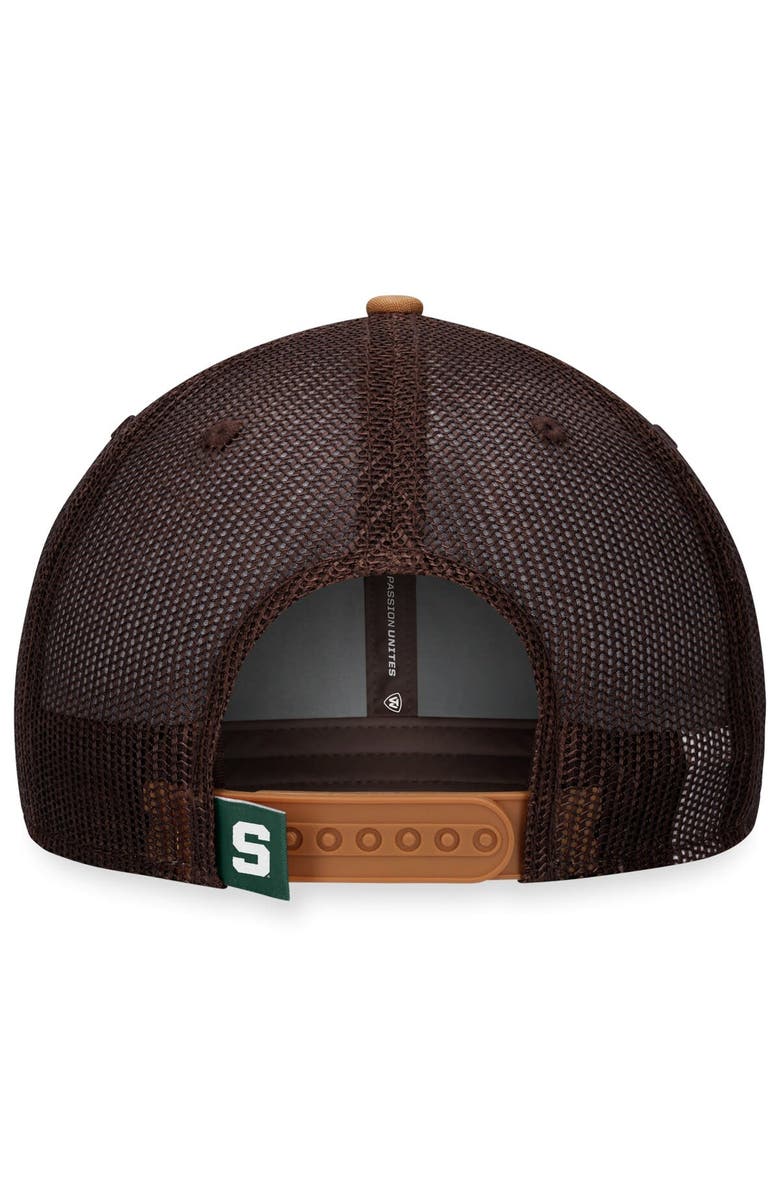 TOP OF THE WORLD Men's Top of the World Khaki Michigan State Spartans Strive Trucker Adjustable Hat, Alternate, color, 