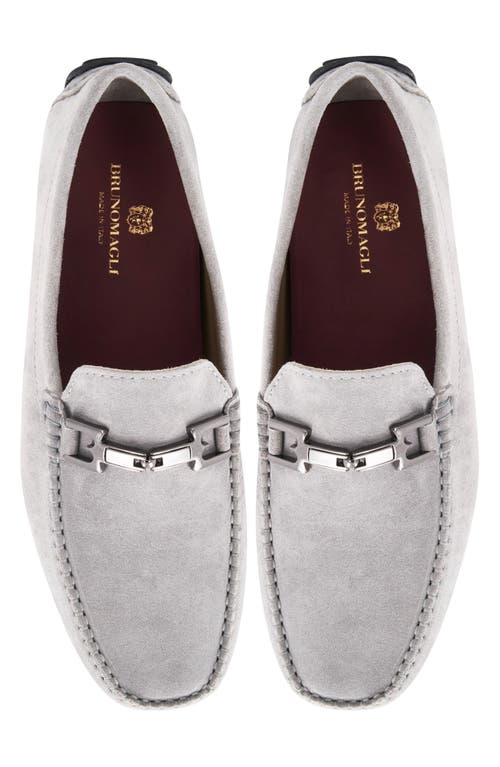 Bruno Magli Taso Bit Driving Loafer In Light Grey Suede