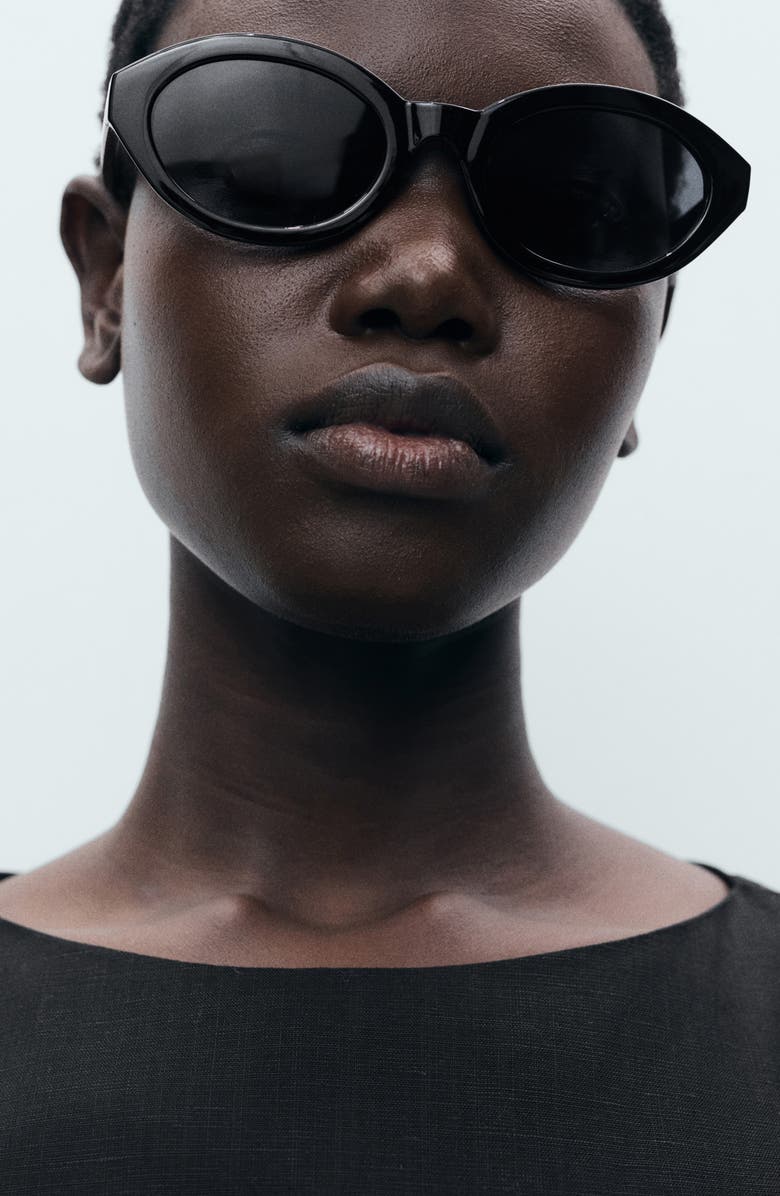 MANGO Pleated Sleeveless Dress, Alternate, color, Black