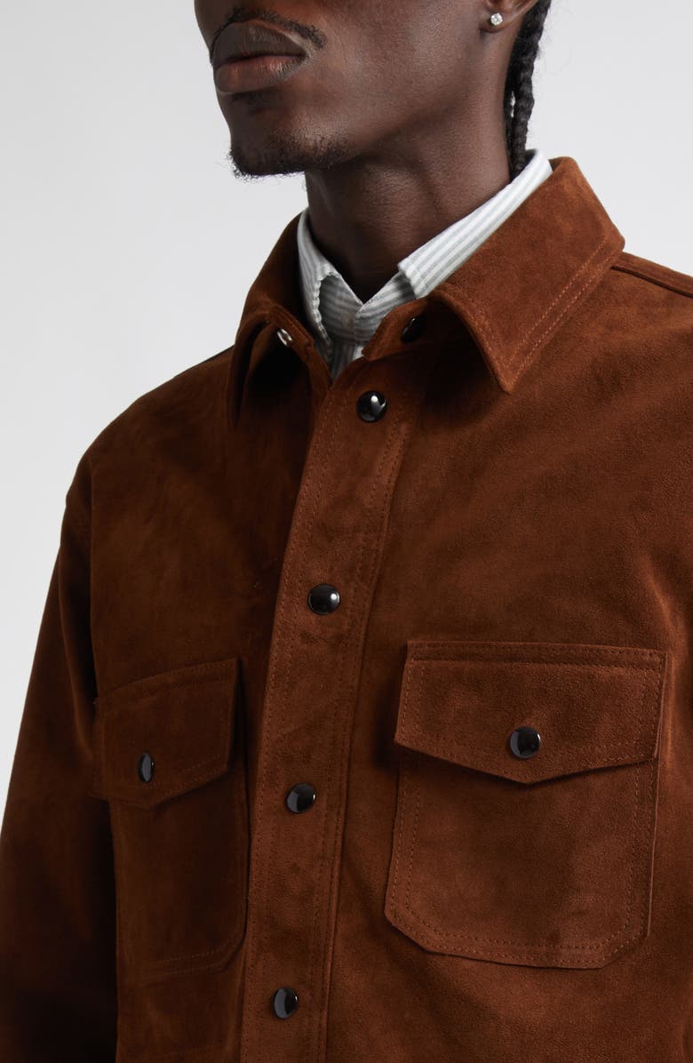 Drake's Suede Button-Up Overshirt, Alternate, color,