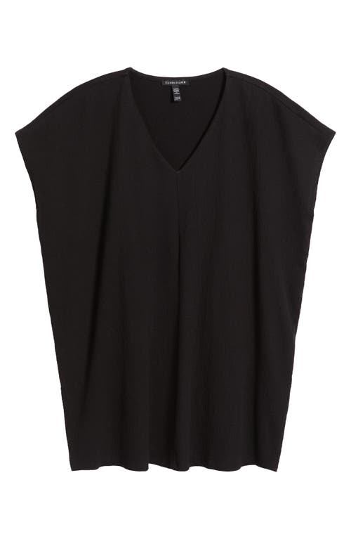 Eileen Fisher Crinkled Organic Cotton Jersey Tunic In Black
