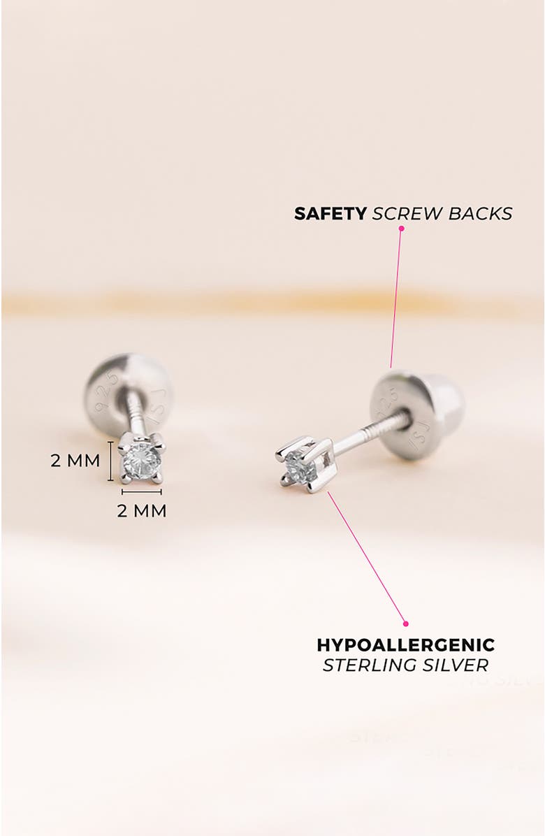 In Season Jewelry My First Solitaire Earrings, Alternate, color, Silver