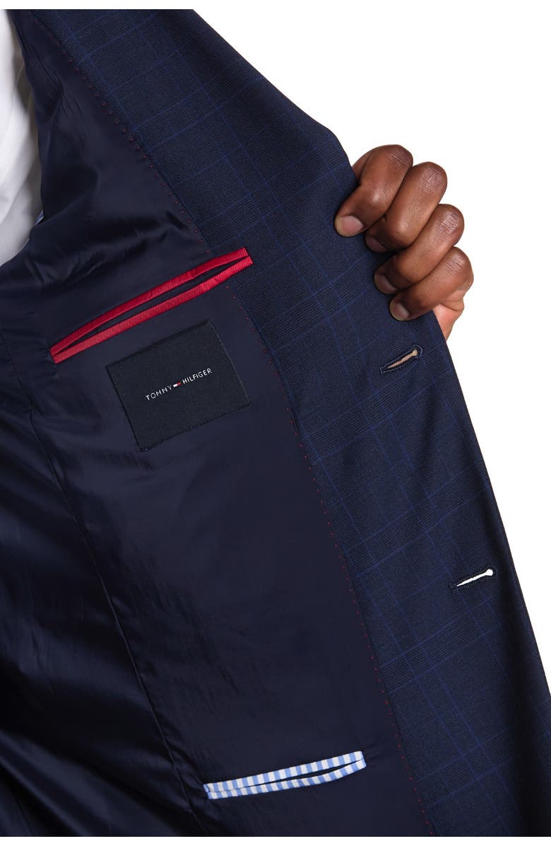 Tommy Hilfiger Blue Plaid Wool Blend Two Button Notch Lapel Slim Fit Suit, Alternate, color,