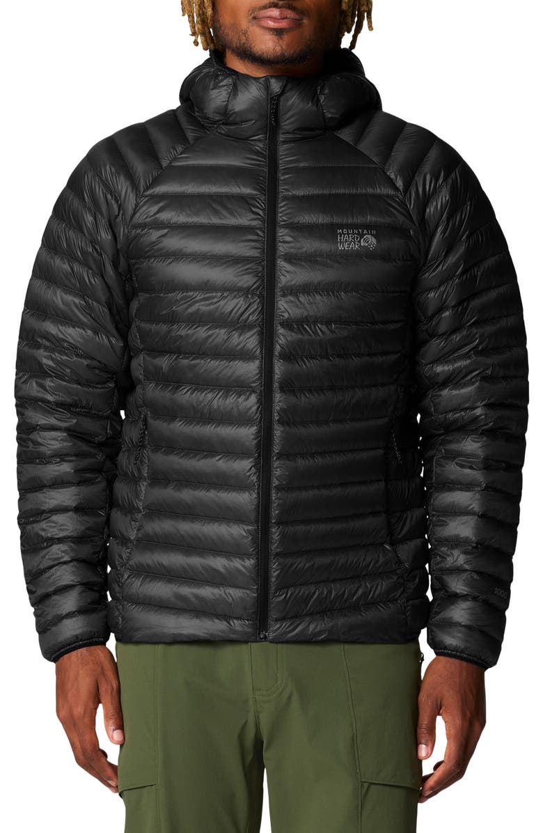 Mountain Hardwear Ghost Whisperer Hooded Packable 1000 Fill Power Down Puffer Jacket, Alternate, color, Black