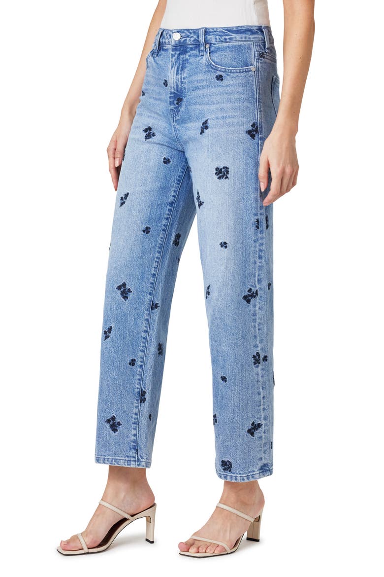 Peyton Embroidery Wide Leg Ankle Jeans, Alternate, color, SEAFARER