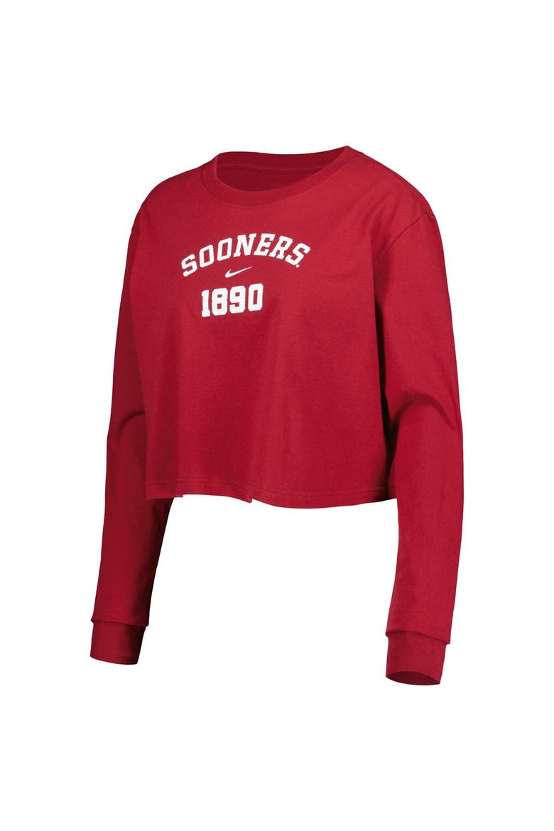 Women's Nike Crimson Oklahoma Sooners Est. Cropped Long Sleeve T-Shirt, Alternate, color, Crimson