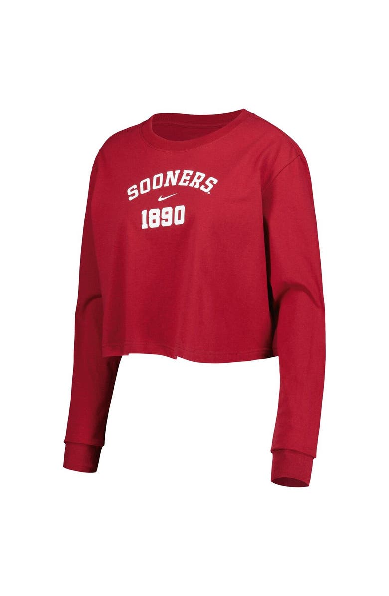 Nike Women's Nike Crimson Oklahoma Sooners Est. Cropped Long Sleeve T-Shirt, Alternate, color,