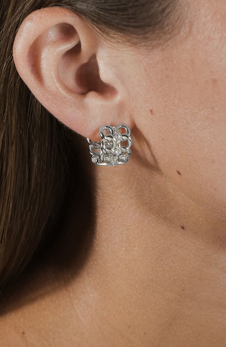 Sterling Forever Carleene CZ Huggie Hoop Earrings, Alternate, color, Silver