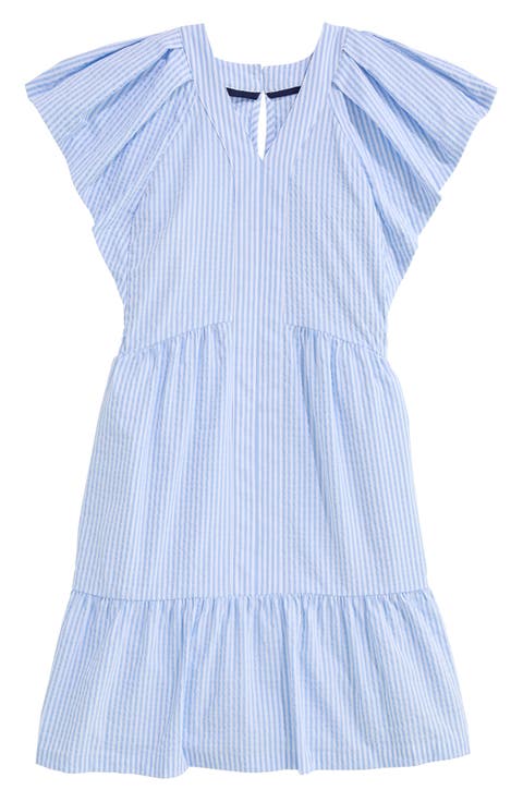 Kids' Sophie Harbor Flutter Sleeve Seersucker UPF 30+ Sundress (Toddler, Little Kid & Big Kid)