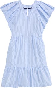vineyard vines Kids' Sophie Harbor Flutter Sleeve Seersucker UPF 30+ Sundress